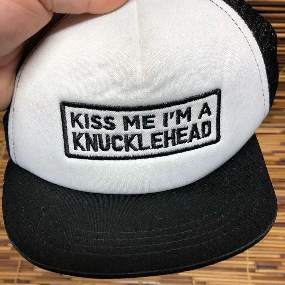 Knuckleheads Extra Small (XS) Infant Trucker Mesh Snap Back Hat Kiss Me I'm a Kn